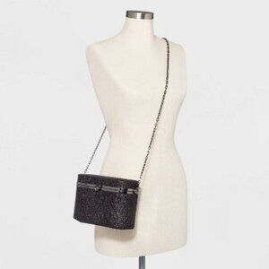 Oval Box Minaudiere‎ Glitter Clutch - a New Day Black